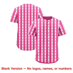 Pink White Thick Stripes Star Pattern Baseball Jersey 7