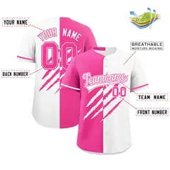 Pink White Tiger Claw Scratch Split Pattern Baseball Jersey 2