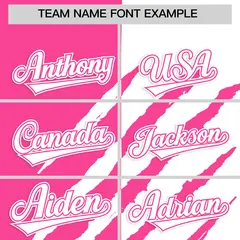 Pink White Tiger Claw Scratch Split Pattern Baseball Jersey 3