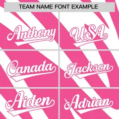 Pink White Tiger Stripe Gradient Baseball Jersey 3