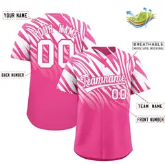 Pink White Tiger Stripe Gradient Baseball Jersey 2