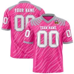 Pink White Tiger Stripe Graffiti Pattern Football Jersey