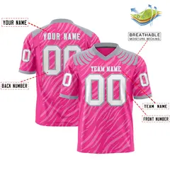 Pink White Tiger Stripe Graffiti Pattern Football Jersey 2