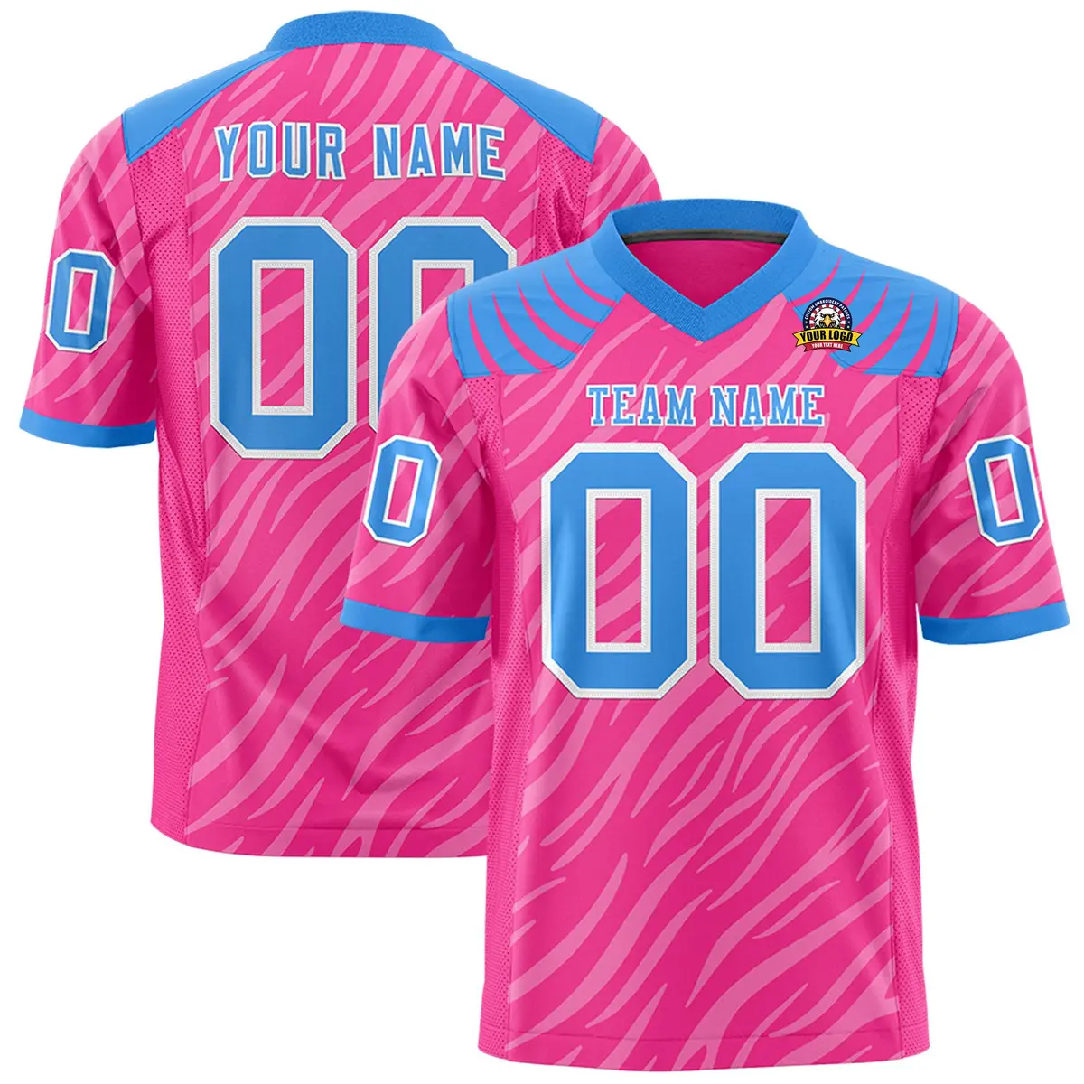Pink White Tiger Stripe Graffiti Pattern Football Jersey
