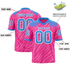 Pink White Tiger Stripe Graffiti Pattern Football Jersey 2