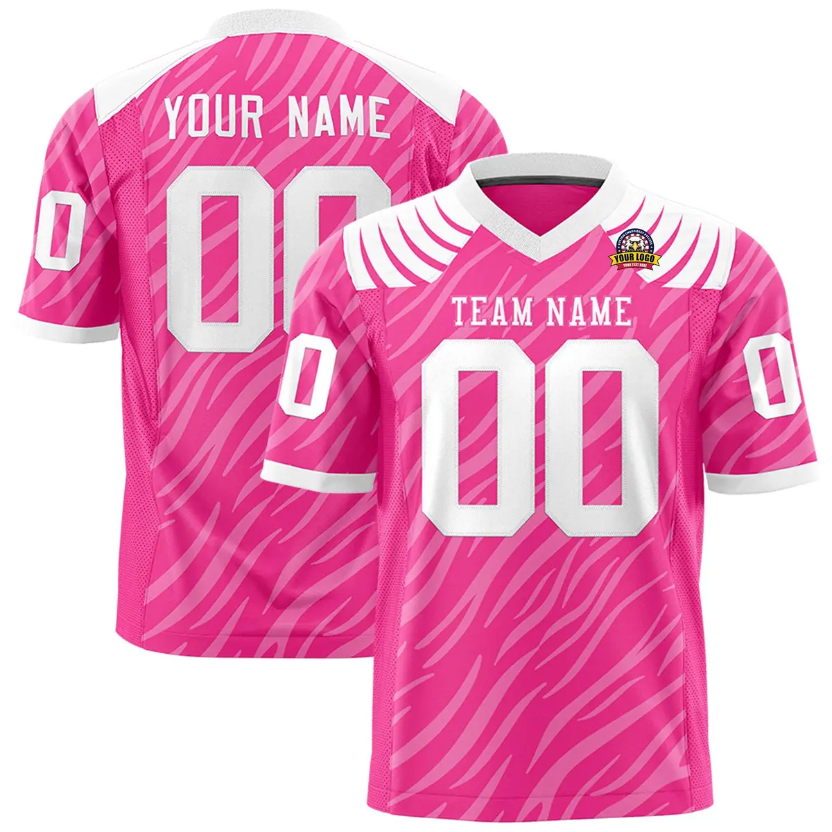 Pink White Tiger Stripe Graffiti Pattern Football Jersey