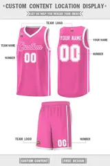 Pink White Two Bars Basketball Uniform Jersey 2
