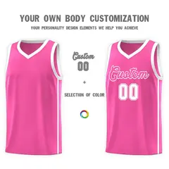 Pink White Two Bars Basketball Uniform Jersey 3