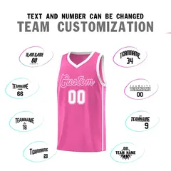 Pink White Two Bars Basketball Uniform Jersey 4
