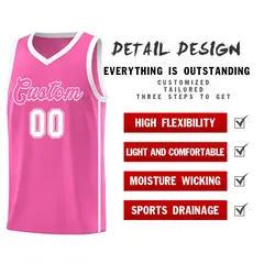Pink White Two Bars Basketball Uniform Jersey 5