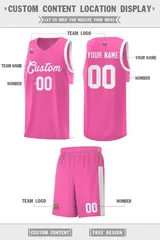 Pink White Two-Tone Classic Basketball Jersey 2