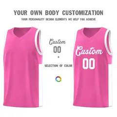 Pink White Two-Tone Classic Basketball Jersey 3