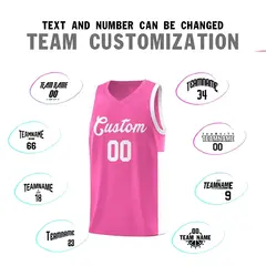Pink White Two-Tone Classic Basketball Jersey 4