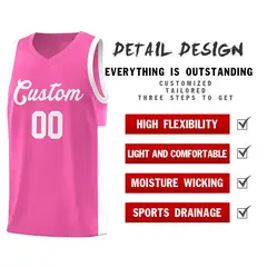 Pink White Two-Tone Classic Basketball Jersey 5