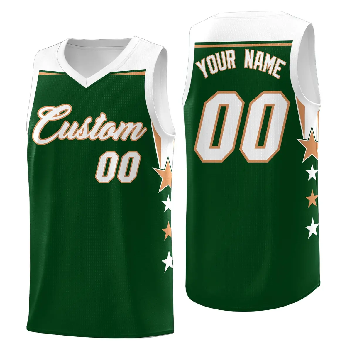 Pink White Two Tone Side Star Color Block Basketball Jersey