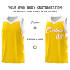 Pink White Two Tone Side Star Color Block Basketball Jersey 3