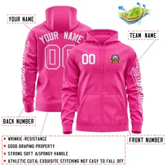 Pink White Varsity Full-Zip Letterman Classic Jacket Hoodie 4