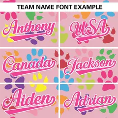 Pink White Varsity Paw Prints Graffiti Letterman Jacket 5