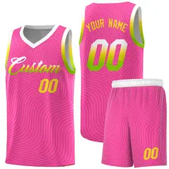 Pink White Wave Pattern Basketball Uniform Jersey
