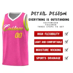 Pink White Wave Pattern Basketball Uniform Jersey 2