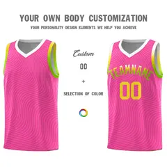 Pink White Wave Pattern Basketball Uniform Jersey 3