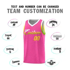 Pink White Wave Pattern Basketball Uniform Jersey 4