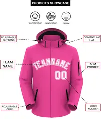 Pink White-White Classic Waterproof Jacket 2