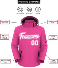 Pink White-White Classic Waterproof Jacket 2