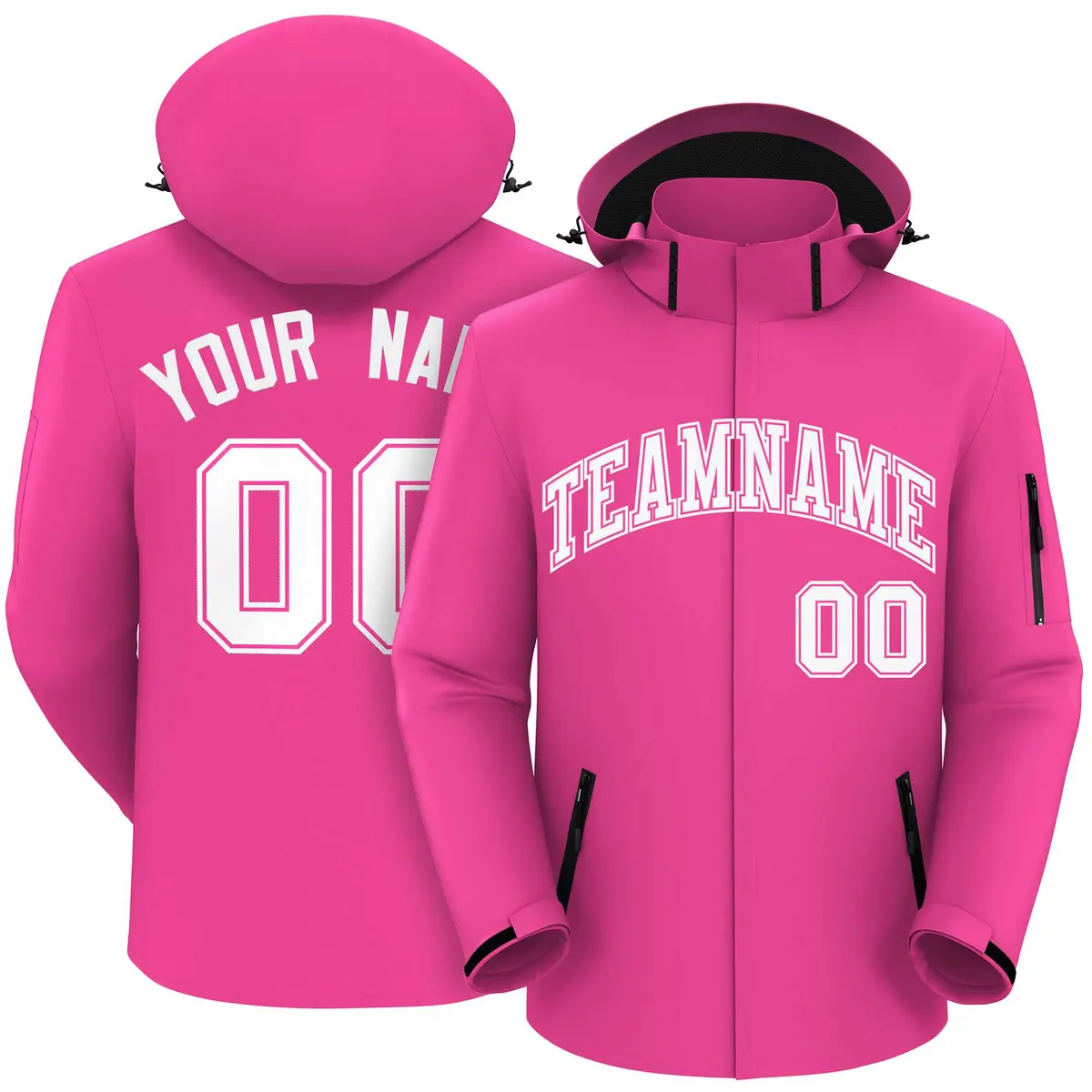 Pink White-White Classic Waterproof Jacket