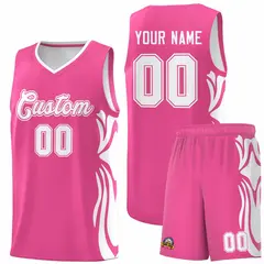 Pink White-White Graffiti Side Curve Basketball Jersey Sets 1