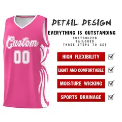 Pink White-White Graffiti Side Curve Basketball Jersey Sets 2