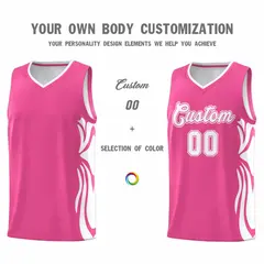 Pink White-White Graffiti Side Curve Basketball Jersey Sets 3
