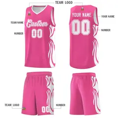 Pink White-White Graffiti Side Curve Basketball Jersey Sets 5