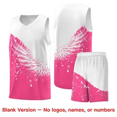 Pink White Wing Pattern Basketball Jersey Sports Uniform 7