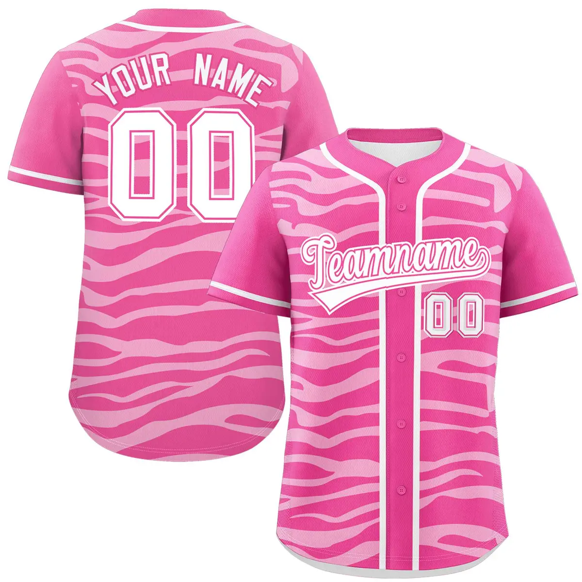 Pink White Zebra Graffiti Authentic Baseball Jersey