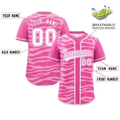 Pink White Zebra Graffiti Authentic Baseball Jersey 2
