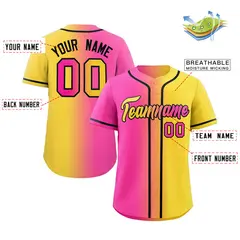 Pink Yellow-Black Gradient Fashion Authentic Baseball Jersey 2