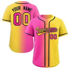 Pink Yellow-Black Gradient Fashion Authentic Baseball Jersey