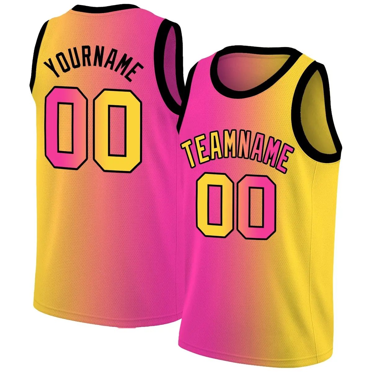 Pink Yellow-Black Gradient Fashion Basketball Jersey