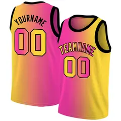Pink Yellow-Black Gradient Fashion Basketball Jersey