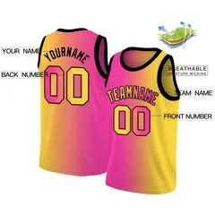Pink Yellow-Black Gradient Fashion Basketball Jersey 2
