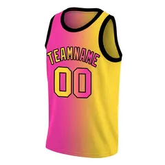 Pink Yellow-Black Gradient Fashion Basketball Jersey 3