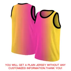 Pink Yellow-Black Gradient Fashion Basketball Jersey 4