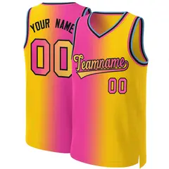 Pink Yellow-Black Gradient Fashion Basketball Jersey