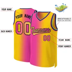 Pink Yellow-Black Gradient Fashion Basketball Jersey 2