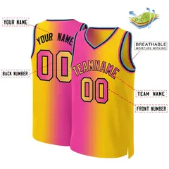 Pink Yellow-Black Gradient Fashion Basketball Jersey 2