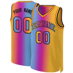 Pink Yellow-Black Gradient Fashion Basketball Jersey 1