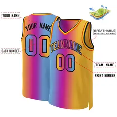 Pink Yellow-Black Gradient Fashion Basketball Jersey 2