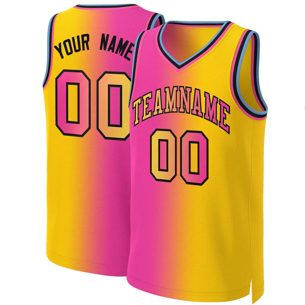 Pink Yellow-Black Gradient Fashion Basketball Jersey