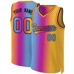 Pink Yellow-Black Gradient Fashion Basketball Jersey 1